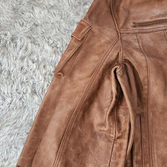 Free People We‎ The Free Skyline Leather Jacket In Caramel Brown - Picture 4 of 12